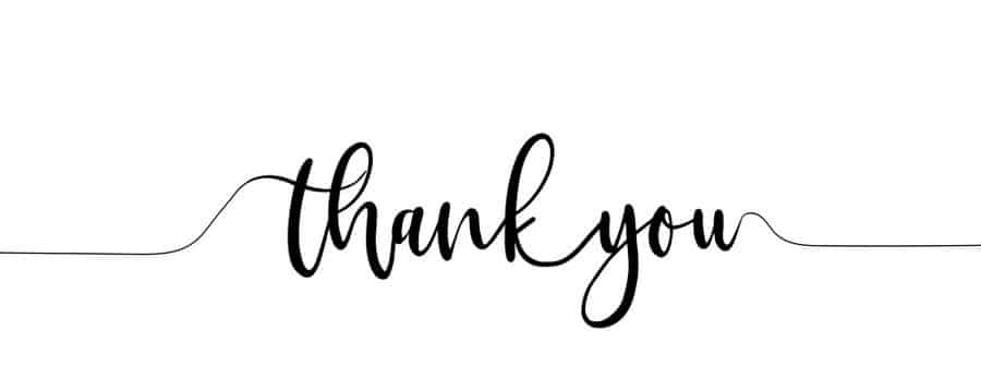 Thank you graphic in a script font