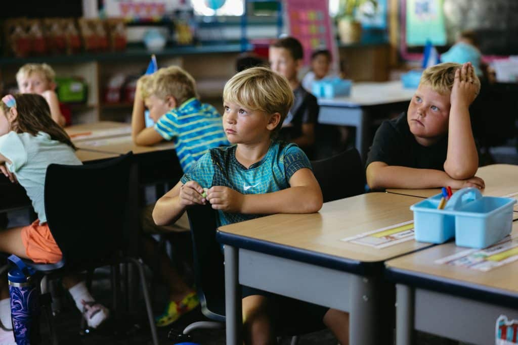 Students in classroom engaging in discussion