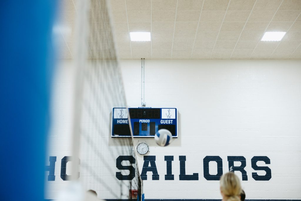 Girls playing volleyball