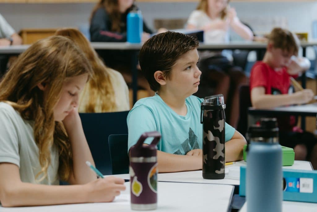 Students in classroom engaging in discussion